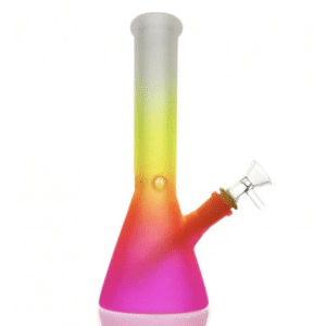 Colorful Frosted Beaker Bong white yellow pink